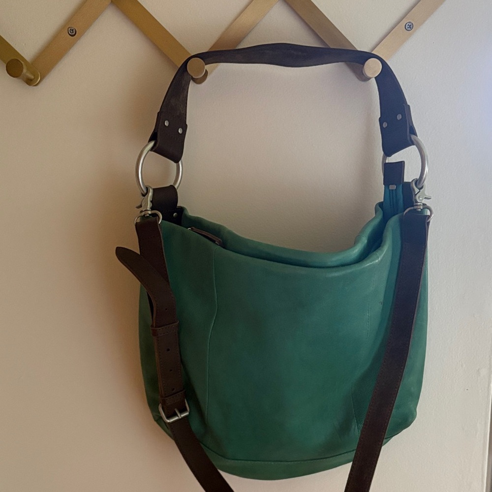Ellington Teal Leather Shoulder Convertible Bag